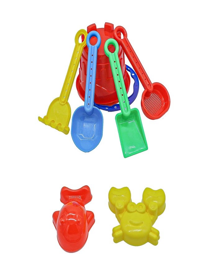 REGOLITH ENTERPRISES Beach Toys Set for Kids - 7 Pcs Indian Made Plastic Bucket, Animal Mould, Shovel Spade Tool Kit - Outdoor Sand Learning Toys, Best Birthday Gift - Multicolor - Image 2
